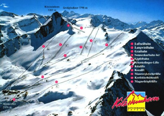 Mapa stacji narciarskiej na Kitzsteinhorn